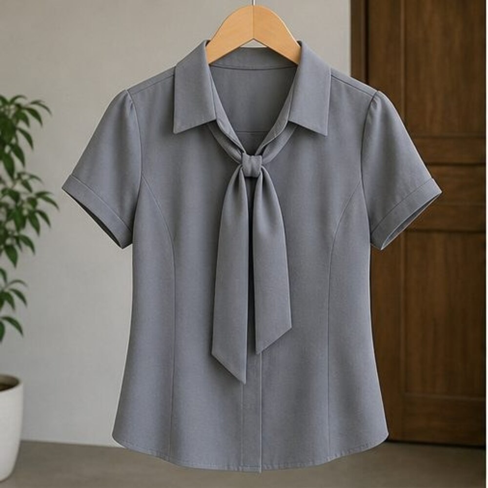 Camel Tie Neck Blouse